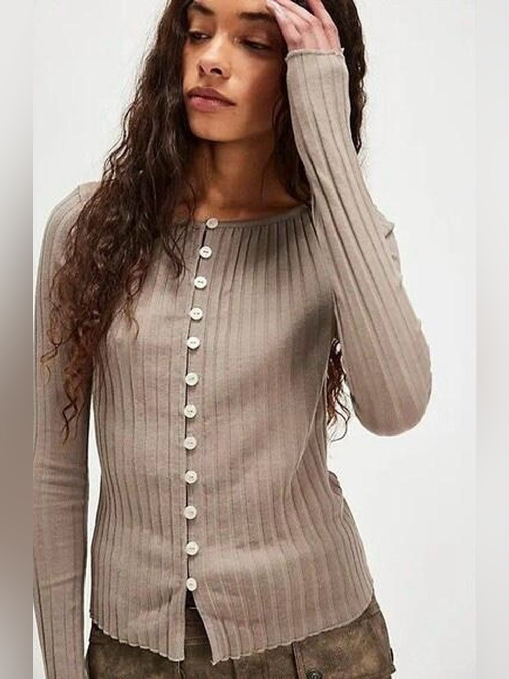 NWT FREE PEOPLE Tilly Long-Sleeve Cardi | Fallen Rock MSRP $58 Size L